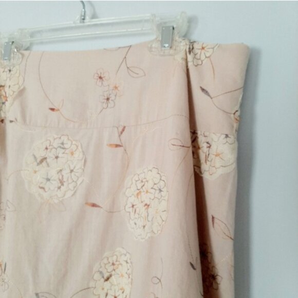 RW&CO. Floral Hydrangea Applique Embroidery Light Beige Cottagecore Skirt Sz 8 - Picture 5 of 12